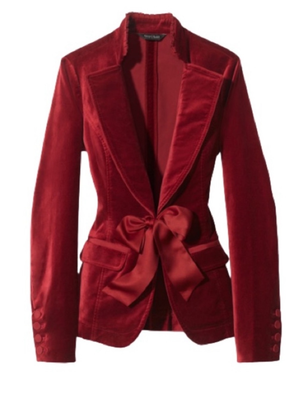 WHBM Red Velvet Ribbon Sash Velvet Blazer Size 12